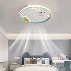 Lumendat Contemporary Creative Acrylic Astronaut Moon LED Kids Flush Mount Ceiling Invisible Bladeless Fan Light For Bedroom Lumendat