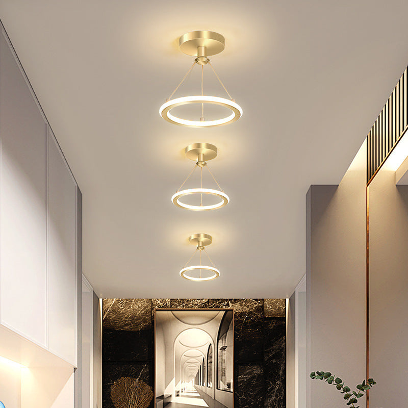 Modern Simplicity Aluminum Circle Strip LED Semi-Flush Mount Ceiling Light For Hallway Lumendat