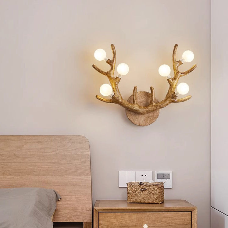 Nordic Creative Resin Antler Tree Branch Glass Ball 6-Light Wall Sconce Lamp Lumendat