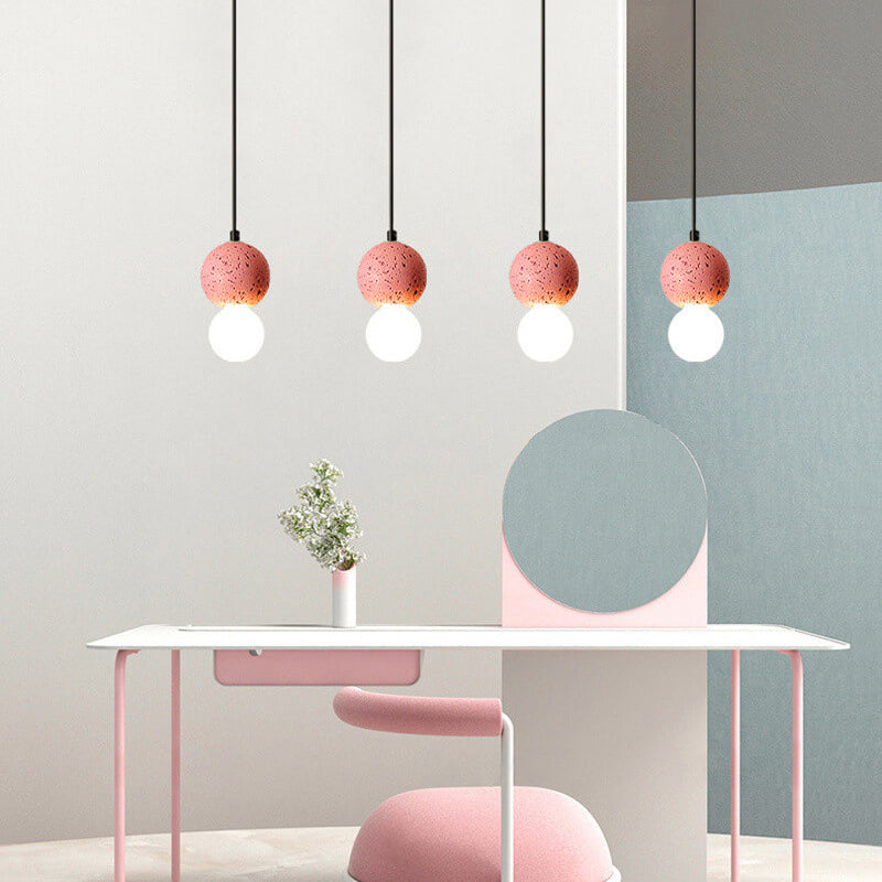 Contemporary Scandinavian Orb Terrazzo 1-light Pendant Light for Bedroom BulbSquare