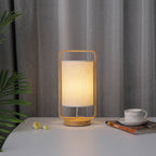 Modern Minimalist Wood Cloth Portable LED Night Light Table Lamp Lumendat