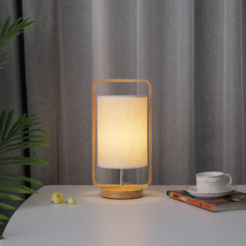 Modern Minimalist Wood Cloth Portable LED Night Light Table Lamp Lumendat
