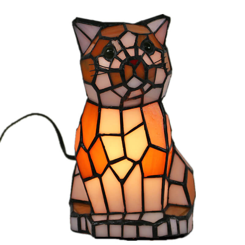 Tiffany Creative Cats /Dogs Stained Glass 1-Light Night Light Table Lamp Lumendat