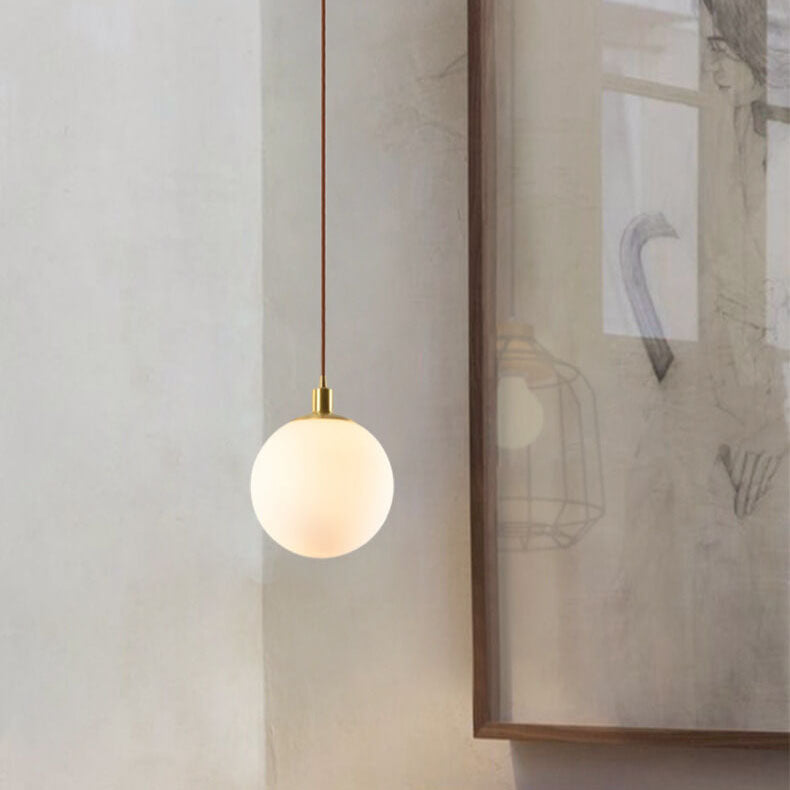 Contemporary Nordic Minimalist White Orb 1-Light Pendant Light For Bedroom Lumendat