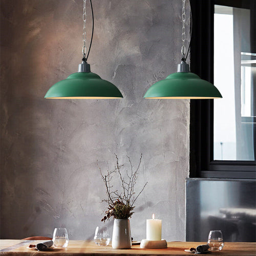 Retro Industrial Military Green Dome Iron 1-Light Pendant Light