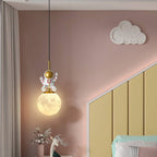 Contemporary Nordic Kids Orb Astronaut Iron Resin 1-light Pendant Light for Bedroom BulbSquare