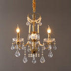 Traditional French Candelabra Flower Iron Crystal 3/6/8 Light Chandelier for Living Room BulbSquare