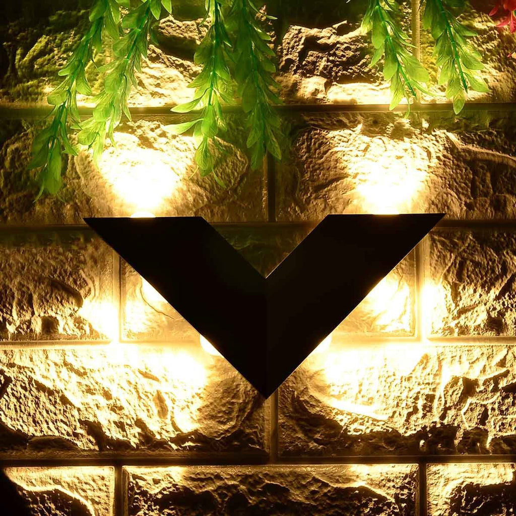 Modern Minimalist V-Shaped Triangle Aluminum Glass LED Wall Sconce Lamp For Garden Lumendat
