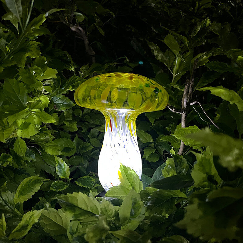 Contemporary Creative Colorful Mushroom Glass Shape LED Solar Waterproof Lawn Insert Light For Garden Lumendat