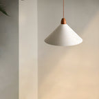 Modern Minimalist Cone Iron Solid Wood Grain 1-Light Pendant Light For Living Room