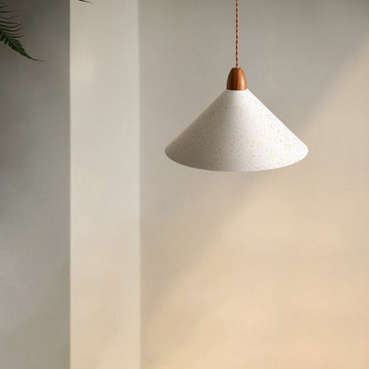 Modern Minimalist Cone Iron Solid Wood Grain 1-Light Pendant Light For Living Room