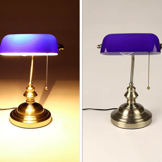 Retro Colored Glass Metal Base 1-Light Zipper Table Lamp Lumendat