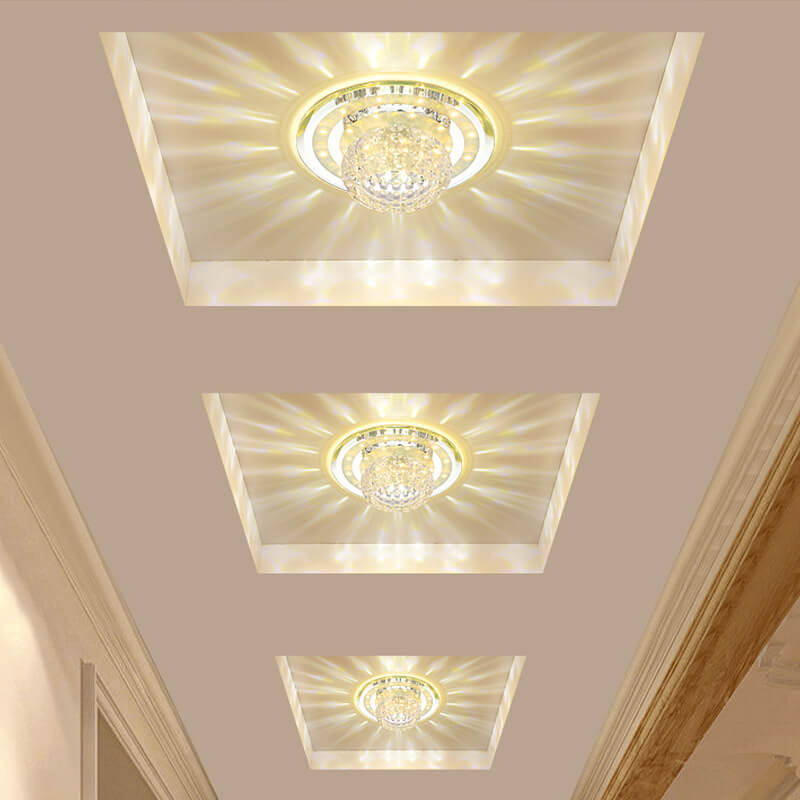 Minimalist Light Luxury Crystal Round Spotlight LED Flush Mount Ceiling Light Lumendat