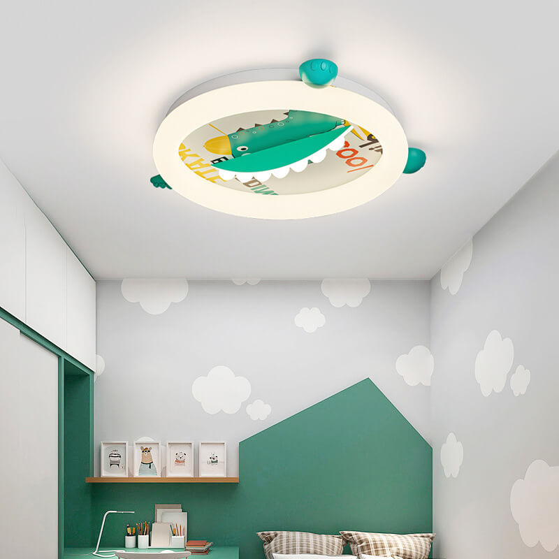 Lumendat Contemporary Creative Kids Round Dinosaur Iron Acrylic Plastic LED Ceiling Light For Bedroom Lumendat