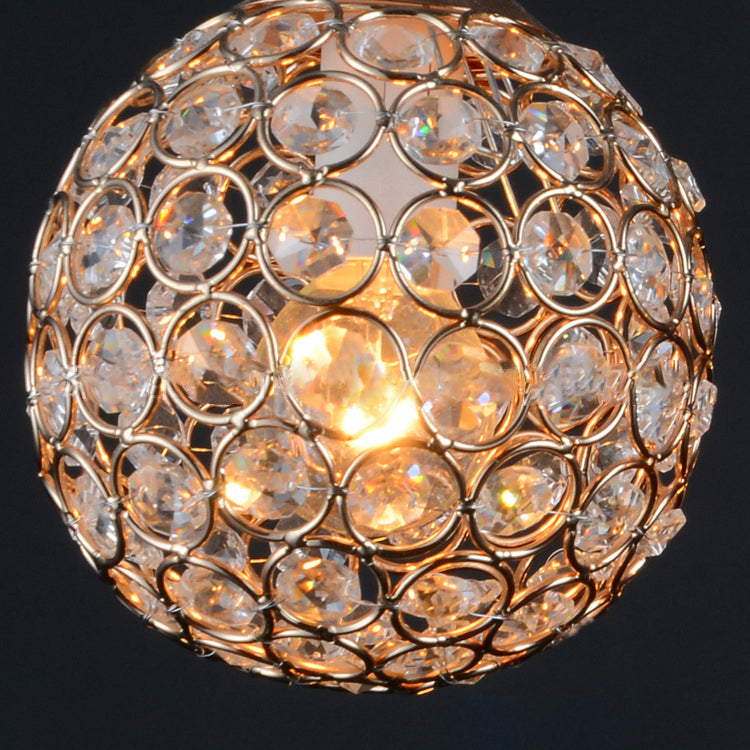 Modern Art Deco Round Hollowed Out Orb Iron Crystal 3-light Semi-flush Mount Ceiling Light for Living Room