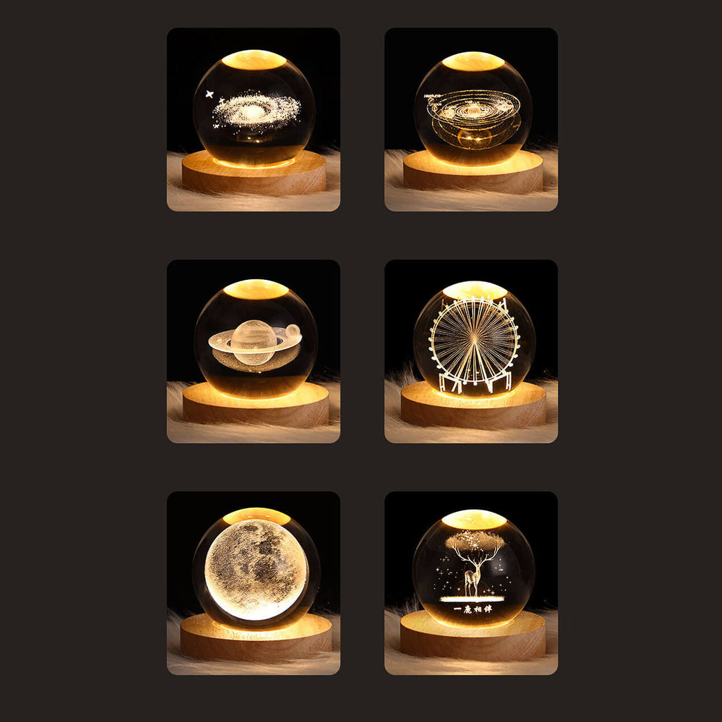 Contemporary Creative Star System Crystal Ball USB LED Night Light Table Lamp For Bedroom Lumendat