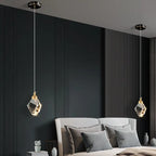 Modern Luxury Sparkling Crystal Stone Iron LED Pendant Light for Living Room BulbSquare