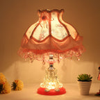 European Style Wedding Fabric Glass 1-Light Table Lamp Lumendat