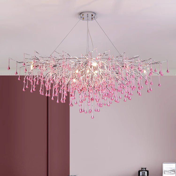 Modern Luxury Crystal Glass Aluminum Branch Water Drop 6/8/10/14 Chandeliers for Dining Room