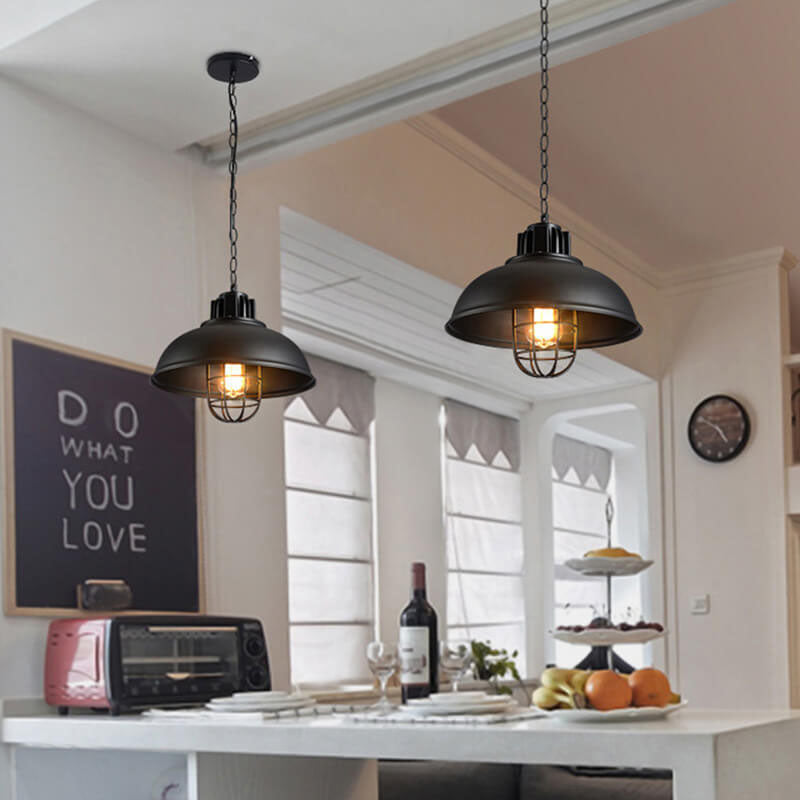 Vintage Industrial Iron Pot Lid Dome 1-light Pendant Light BulbSquare