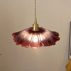 Traditional Vintage Lotus Leaf Glass Brass 1-light Pendant Light for Living Room BulbSquare