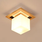 Nordic Minimalist Square Log Glass 1-Light Flush Mount Lighting Lumendat