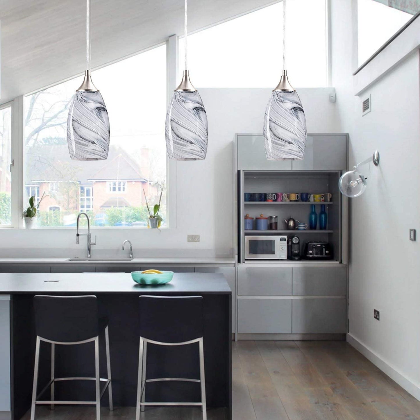 Modern Light Luxury Simple Marble Long Barrel 1-light Pendant Light