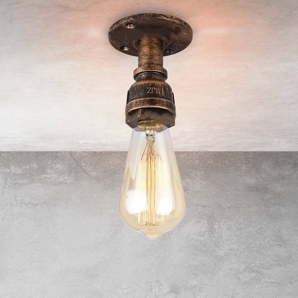 Vintage Steampunk Style Iron Glass Shade 1-light Flush Mount Ceiling Light