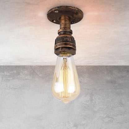 Vintage Steampunk Style Iron Glass Shade 1-light Flush Mount Ceiling Light