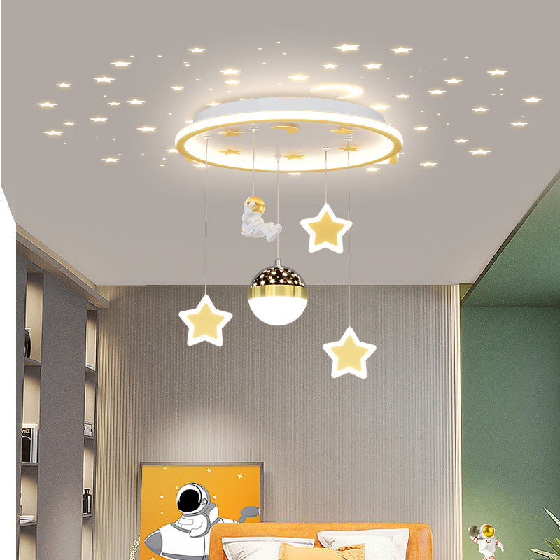 Lumendat Contemporary Creative Starry Night Acrylic Round Shade LED Kids Flush Mount Ceiling Light For Bedroom Lumendat