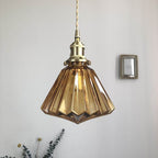 Modern Art Deco Brass Glass Diamond Shape 1-light Pendant Light for Living Room