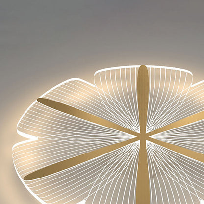 Modern Minimalist Acrylic Petal Round Gold LED Flush Mount Ceiling Light