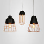 Nordic Creative Iron Cage Geometry 1-light Pendant Light BulbSquare