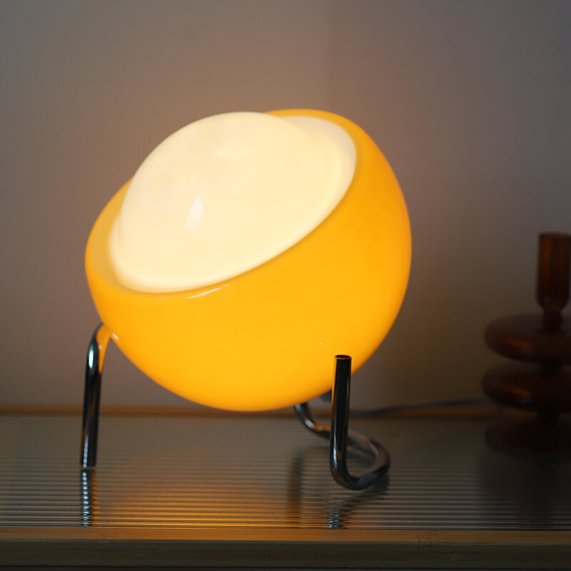 Contemporary Nordic Planet Orange Glass Iron 1-Light Table Lamp For Bedroom Lumendat