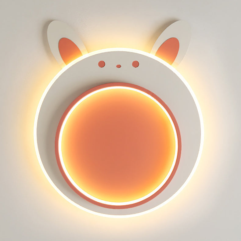 Lumendat Modern Simplicity Kids Iron Acrylic Rabbit Round LED Flush Mount Ceiling Light For Bedroom Lumendat