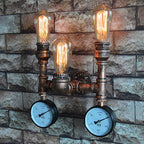 Traditional Vintage Iron Pipe Water Meter 3-Light Wall Sconce Lamp For Living Room Lumendat