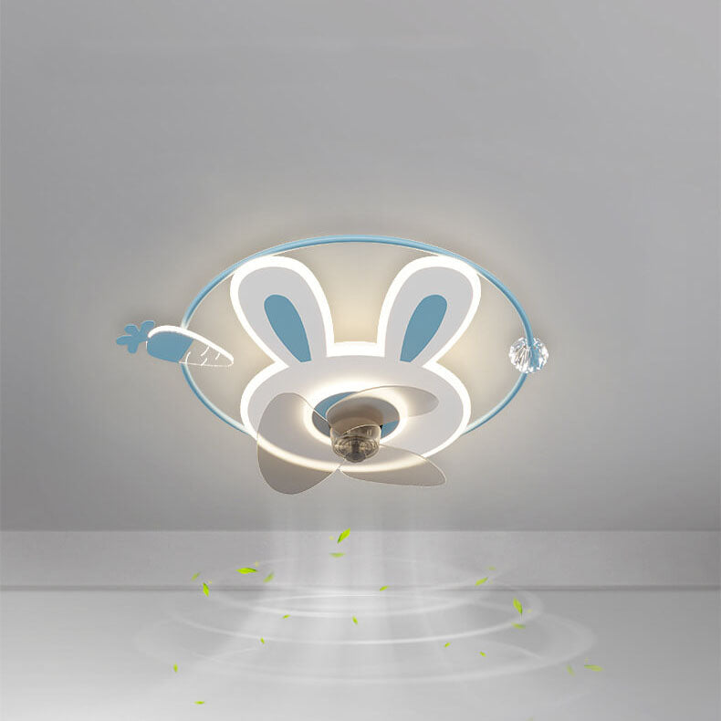Lumendat Cartoon Creative Bunny Carrot LED Flush Mount Ceiling Fan Light Lumendat