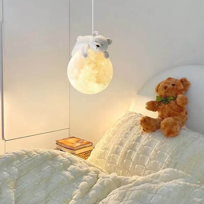 Lumendat Modern Simple Resin Bear Rabbit Decorative Iron 1-Light Pendant Light Lumendat