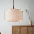 Contemporary Boho Double Cylinder Fabric Shade 1-light Pendant Light for Living Room