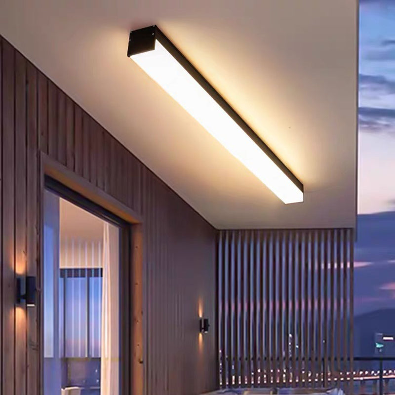 Modern Minimalist Long Rectangle Aluminum PC LED Flush Mount Ceiling Light For Outdoor Patio Lumendat
