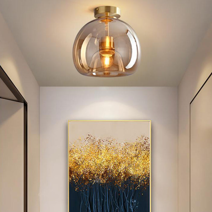 Nordic Light Luxury Round Glass Ball 1-Light Semi-Flush Mount Ceiling Light Lumendat