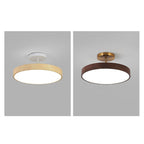Japanese Wabi-sabi Minimalist Wood Grain Round LED Semi-flush Mount Light BulbSquare