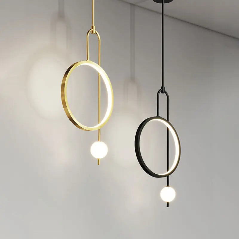 European Minimalist Light Luxury Circular Metal Acrylic LED Chandelier Lumendat