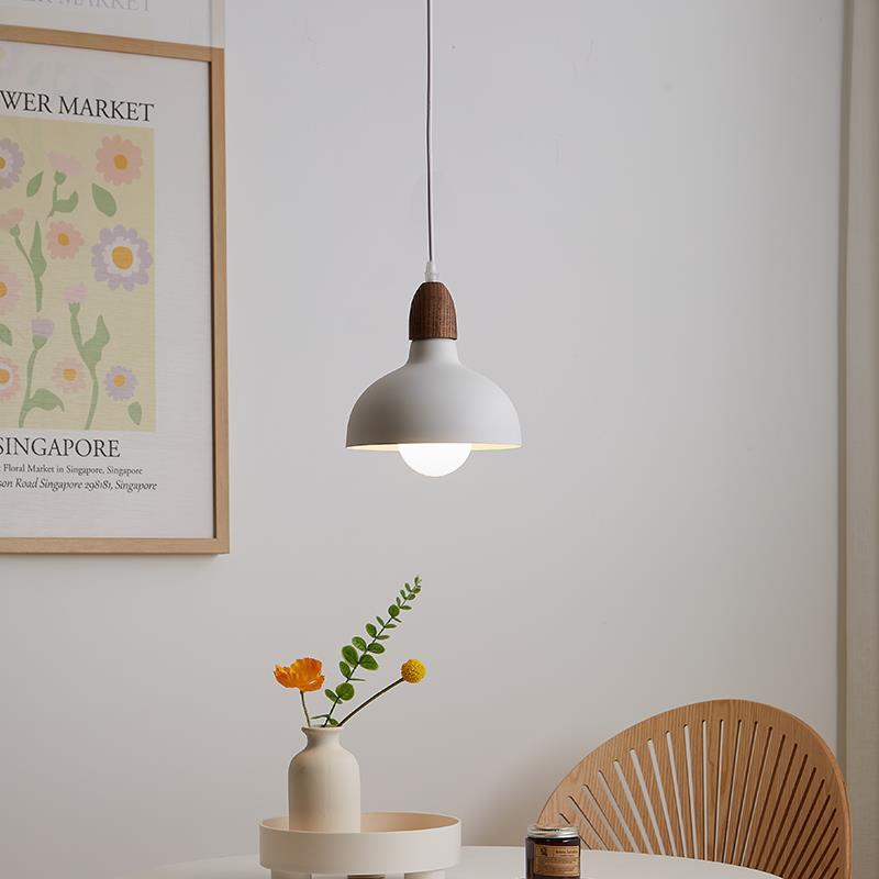 Traditional Japanese Solid Wood Dome Round Hardware 1-Light Pendant Light For Living Room Lumendat