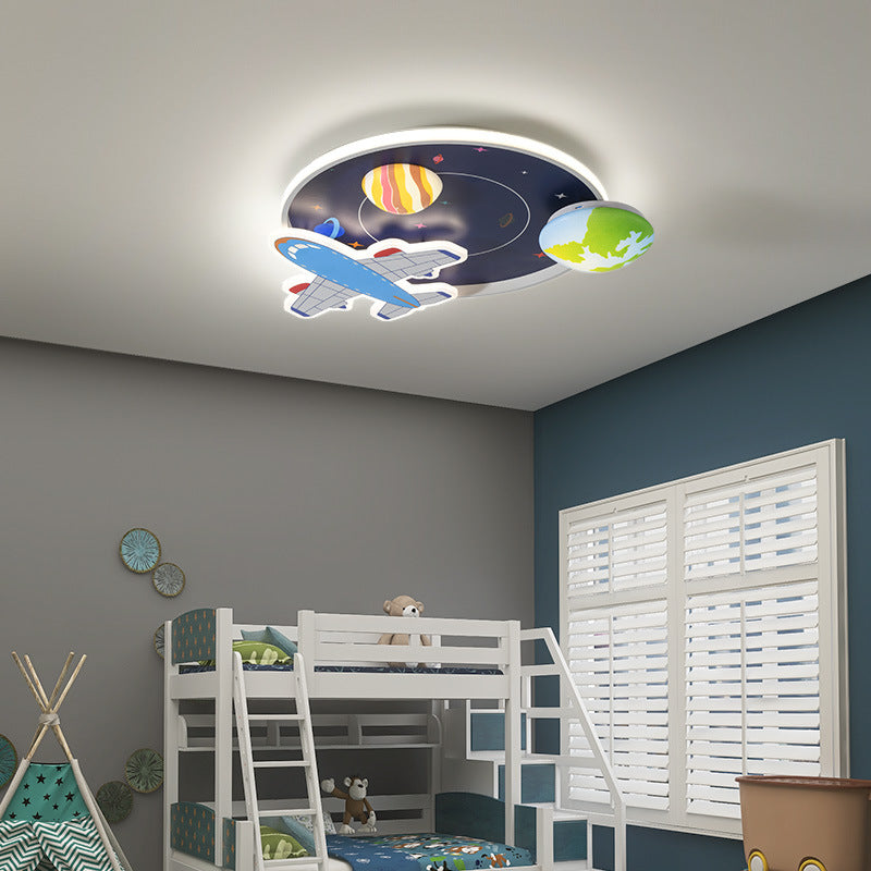 Lumendat Cartoon Creative Aircraft Space LED Kids Flush Mount Ceiling Light Lumendat