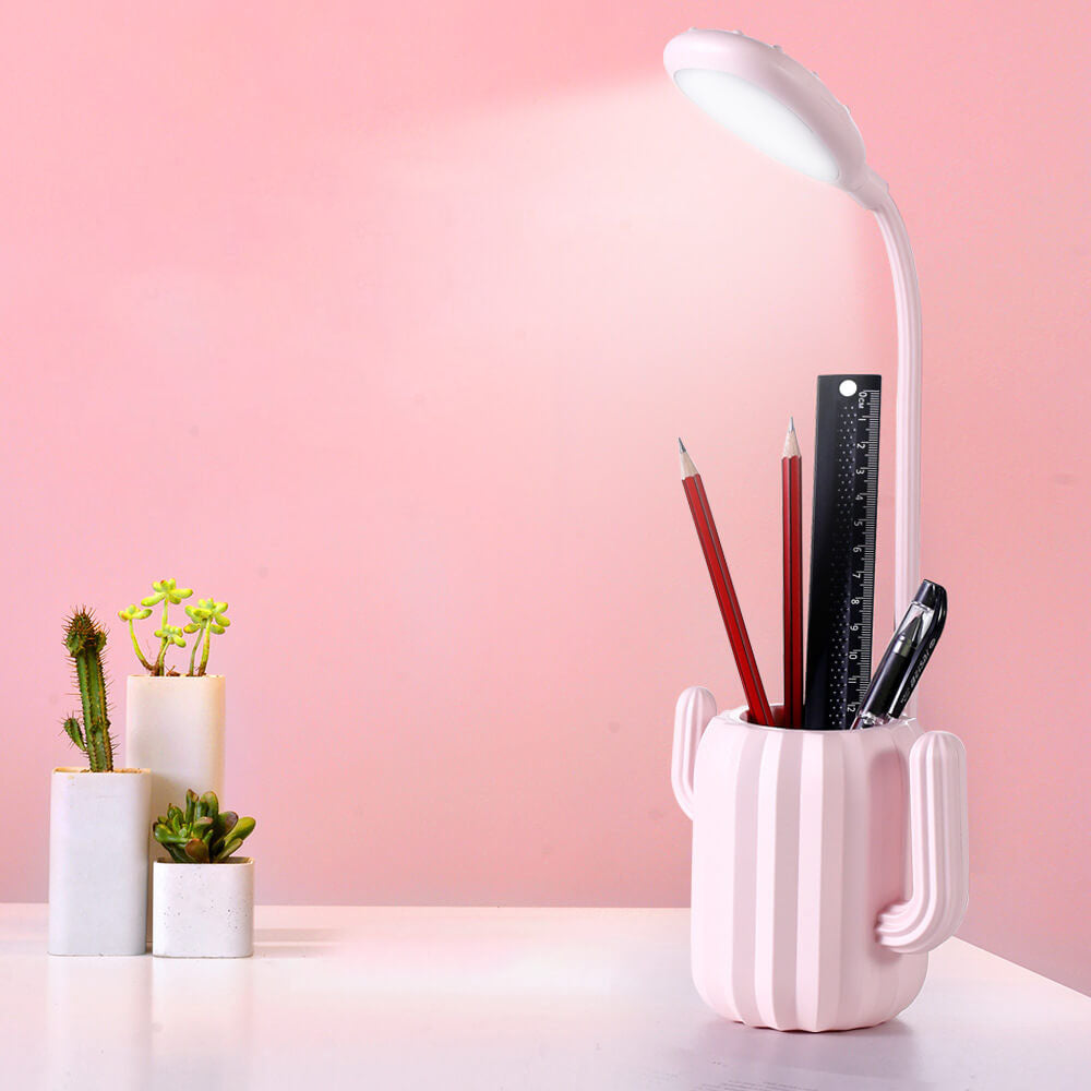 Lumendat Modern Children's Plastic Cactus Pencil Eye Protection USB LED Table Lamp Lumendat