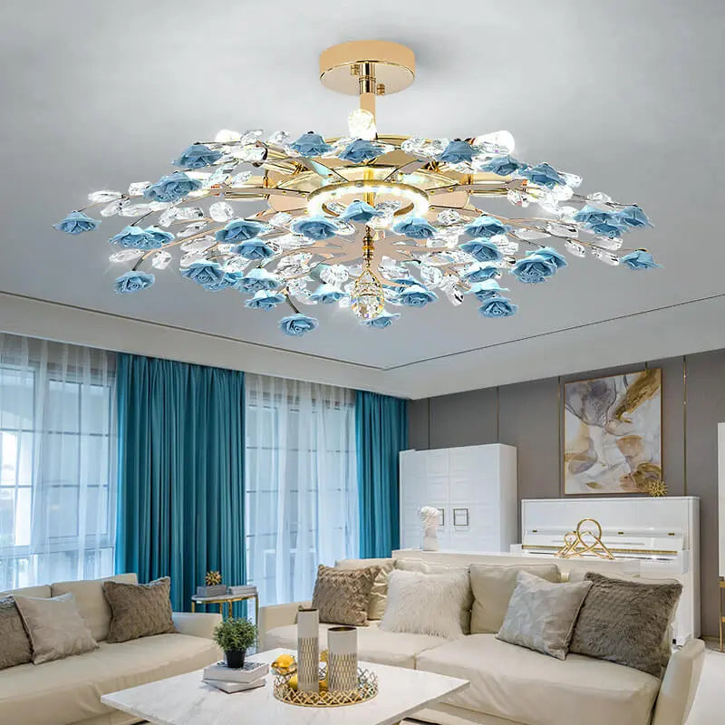 Modern Luxury Rose Iron Ceramic Crystal 6/7/8 Light Chandelier Lumendat