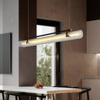 Modern Minimalist Leather Acrylic Linear LED Island Light Pendant Light for Living Room BulbSquare