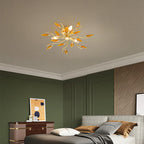 Nordic Light Luxury Leaves 3-light Semi-flush Mount Ceiling Light
