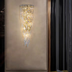 Contemporary Luxury Crystal Tassel Half Post 1-Light Wall Sconce Lamp For Living Room